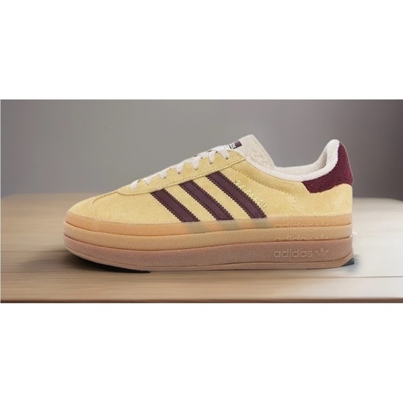 ADIDAS Unisex Gazelle Bold Sz.11/9.5 Color-alm. Yellow/Maroon Wedges Shoes NWHB - Picture 8 of 13